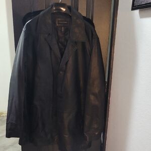 Structure Black Leather Trench Coat